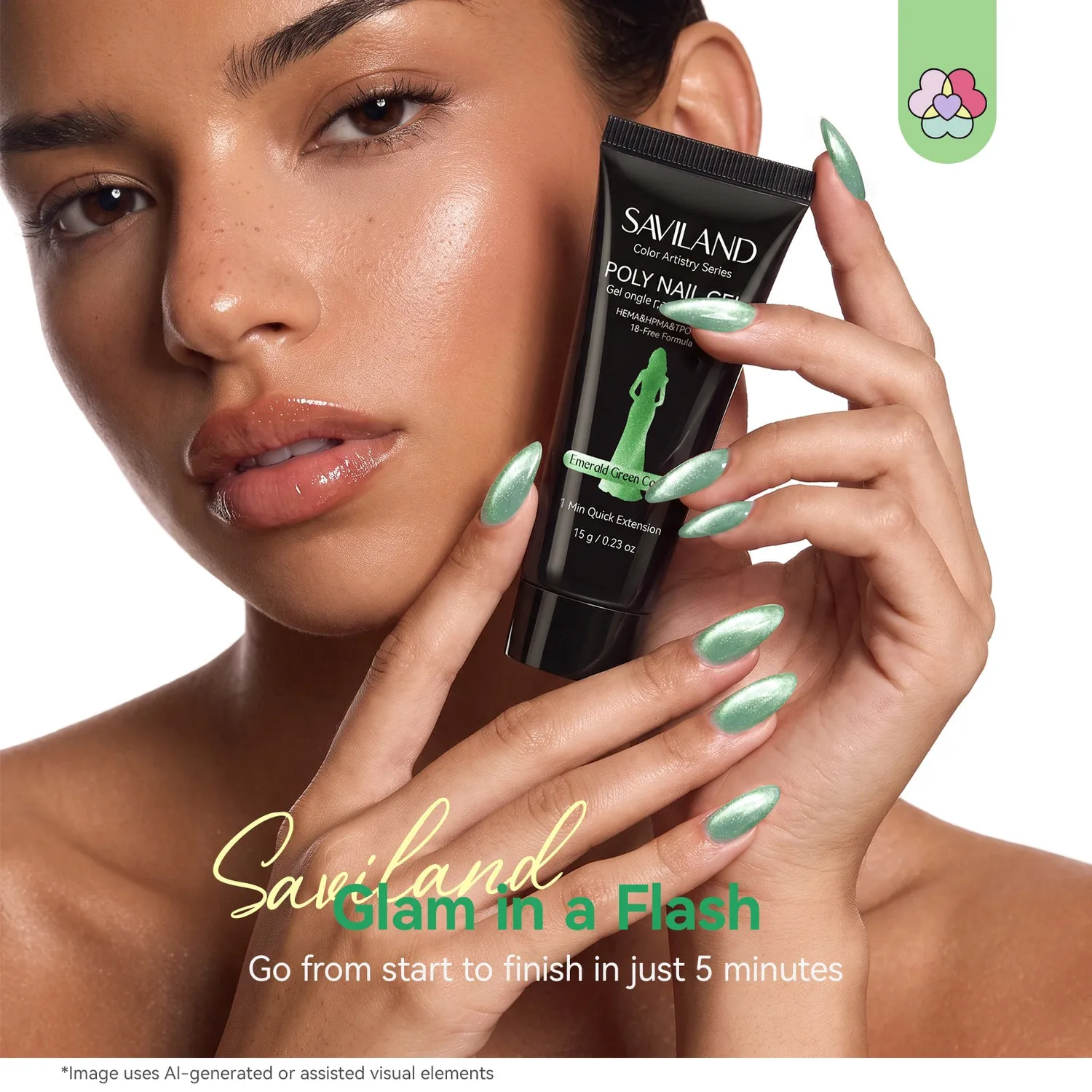 Saviland Cat Eye kit polygel 4 colori verdi