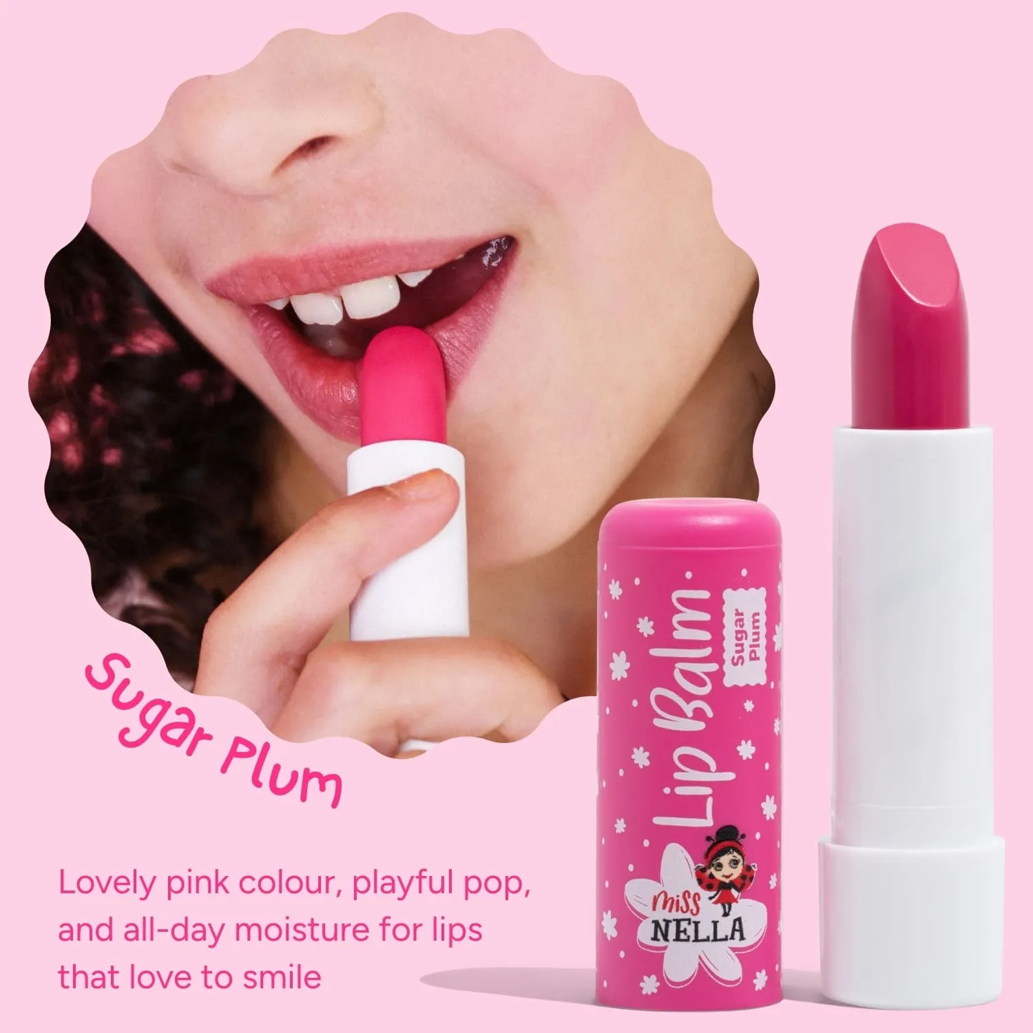 Miss Nella Sugar Plum balsamo labbra rosa 14g colorato