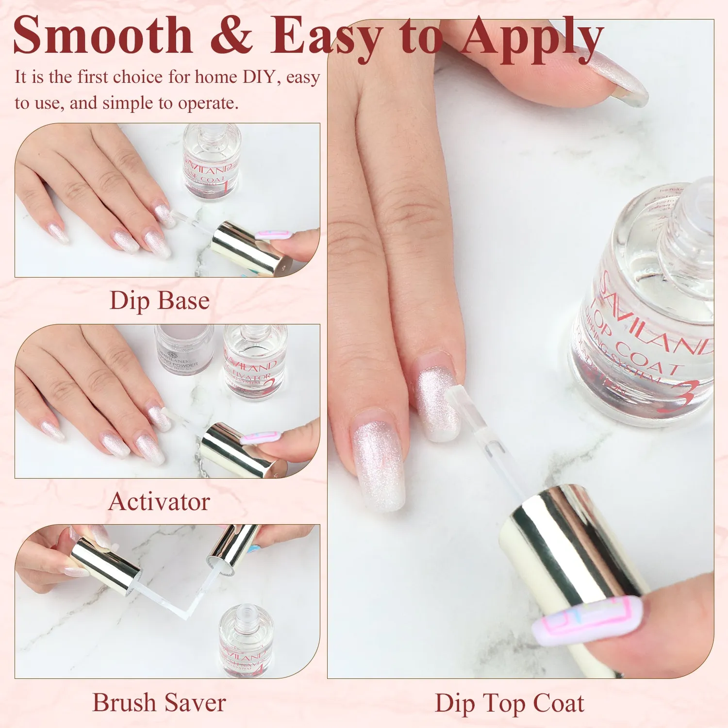 Saviland Set Liquidi Dip Powder 10 Pezzi 15 ml Senza Lampada