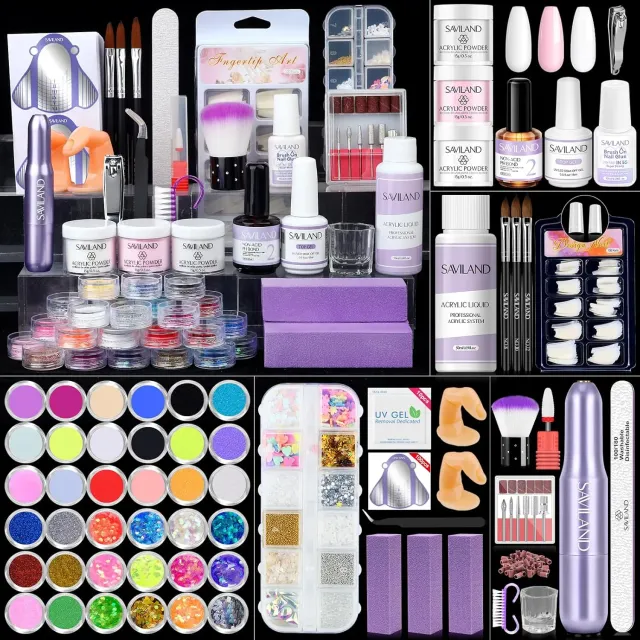 Saviland kit acrilico unghie principianti con fresa