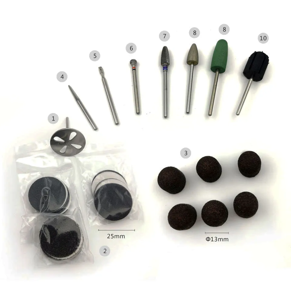 New Nails System Pedicure Kit Professionale punte fresa 12 pezzi