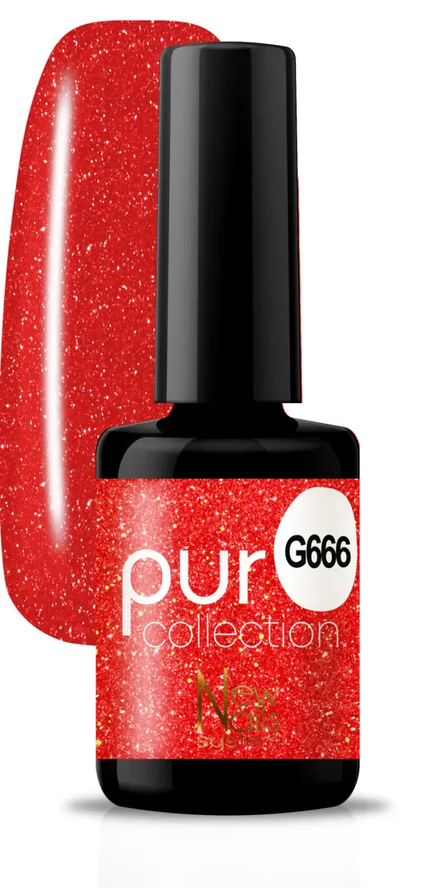 New Nails System Secret Stars G666 smalto rosso glitter