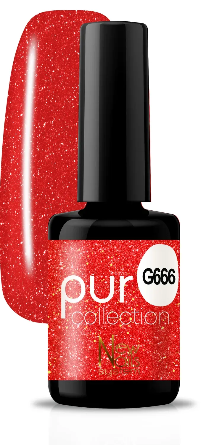 New Nails System Secret Stars G666 smalto rosso glitter