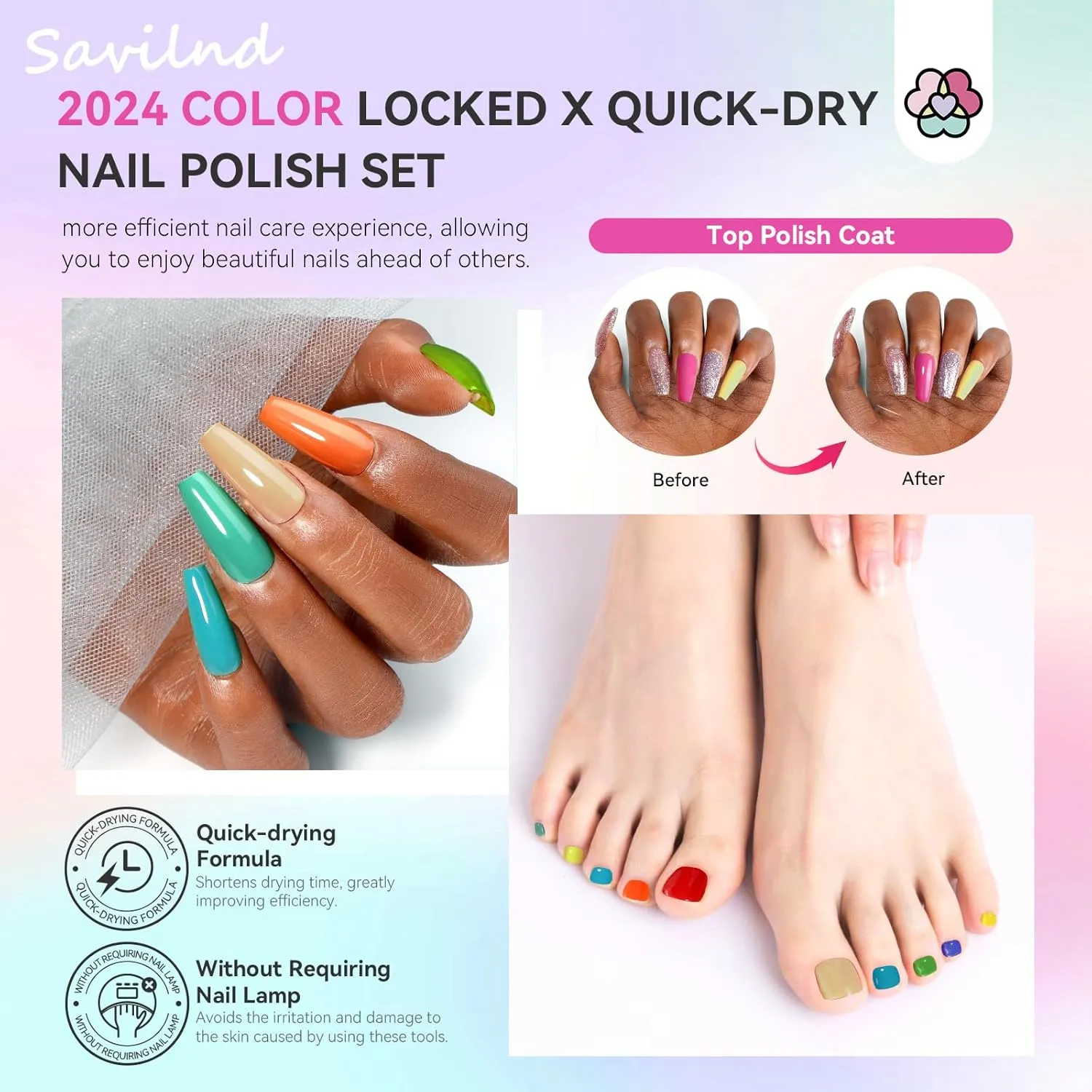Saviland Set Smalti Unghie 39 Pezzi 36 Colori Base e Top Coat