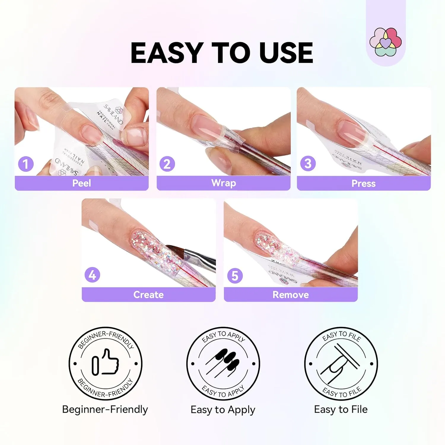 Saviland nail form riutilizzabili 100pz cartine extension