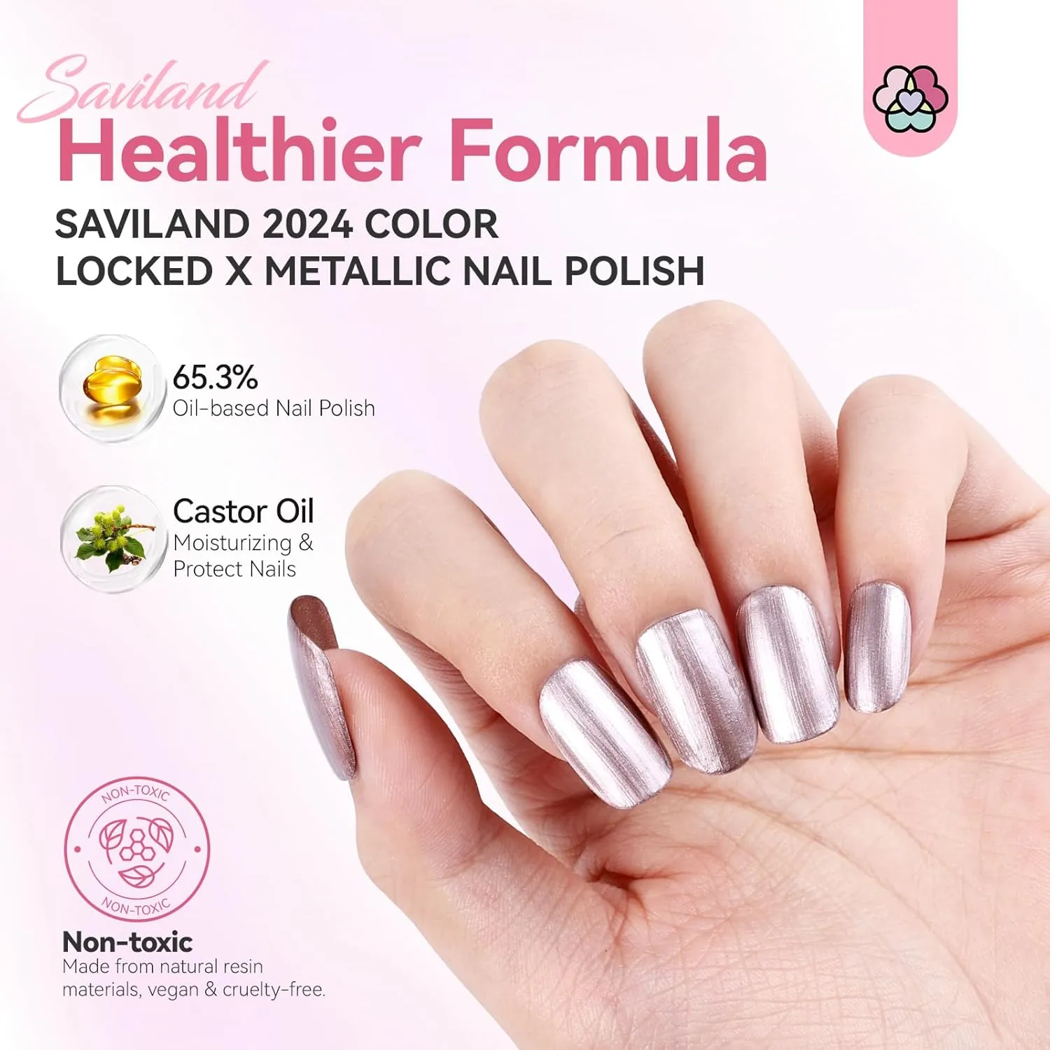 Saviland Smalto Rose Gold Effetto Specchio Asciugatura Rapida