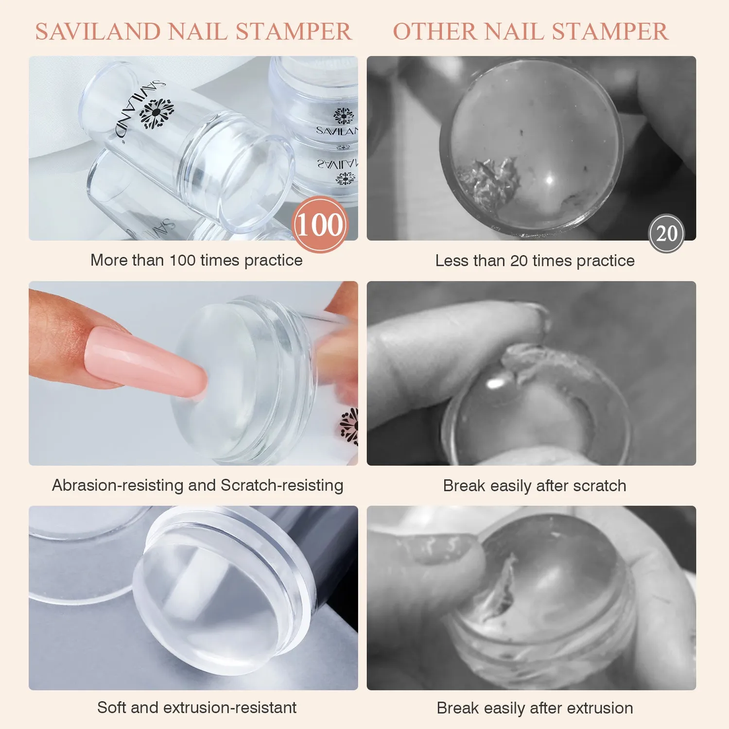 Saviland French Tip Timbri Unghie 4 Pezzi French Coprente