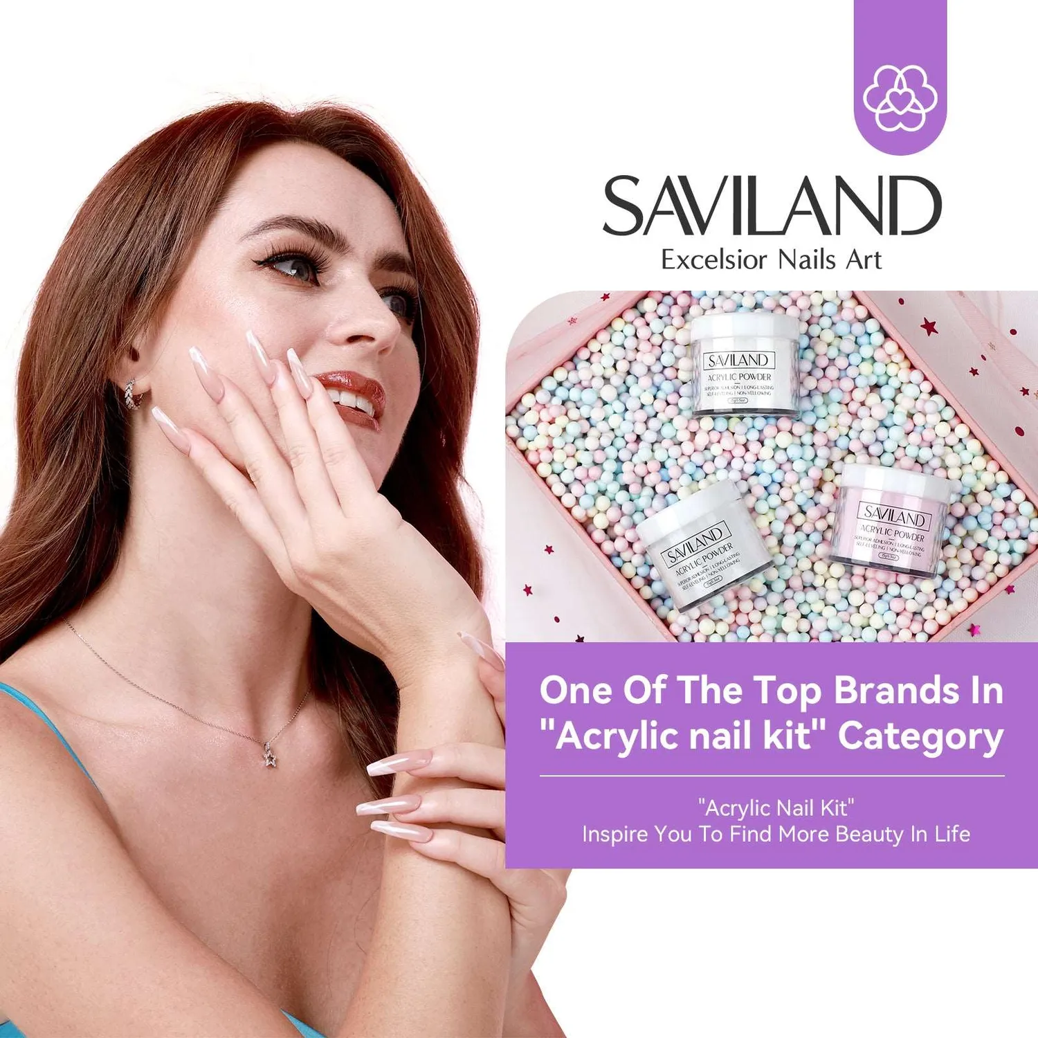 Saviland Acrylic kit ricostruzione unghie con fresa completo