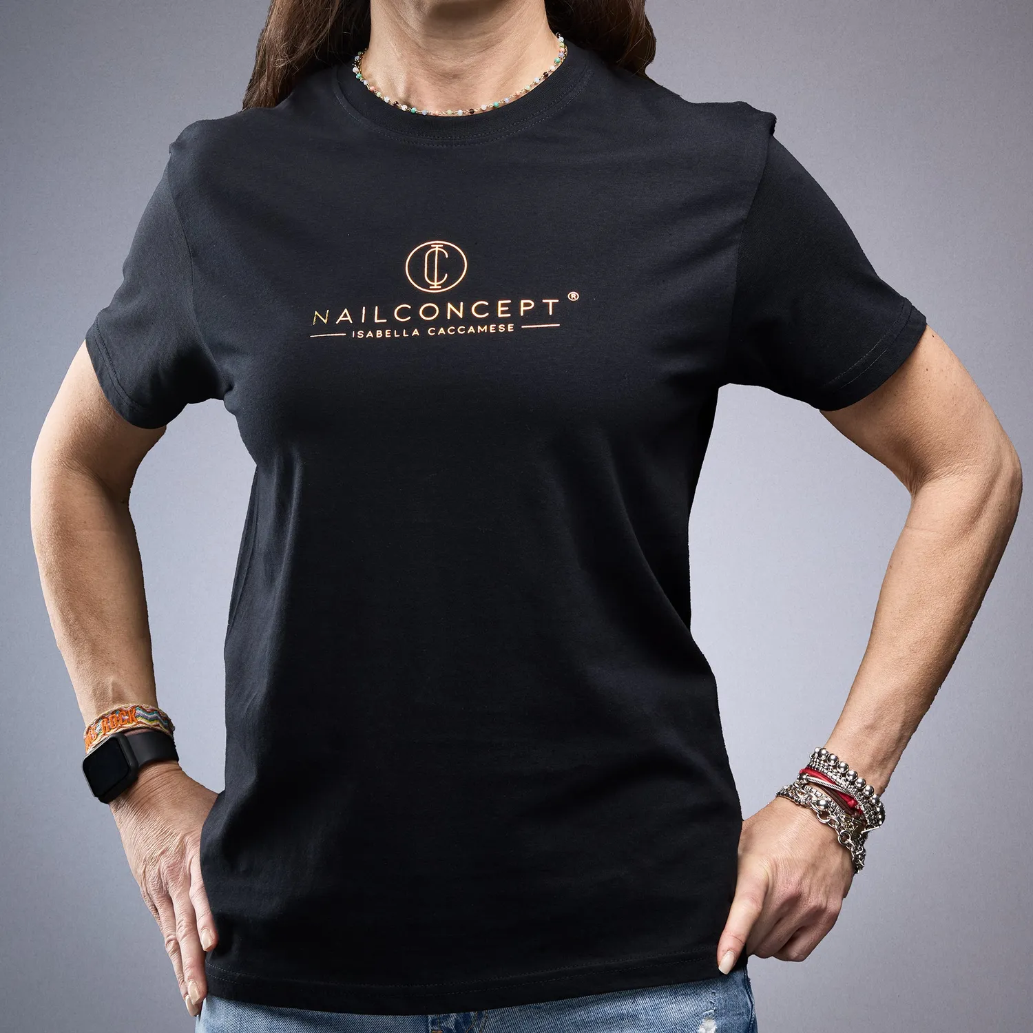 Nail Concept Gold T-Shirt maglietta cotone nera
