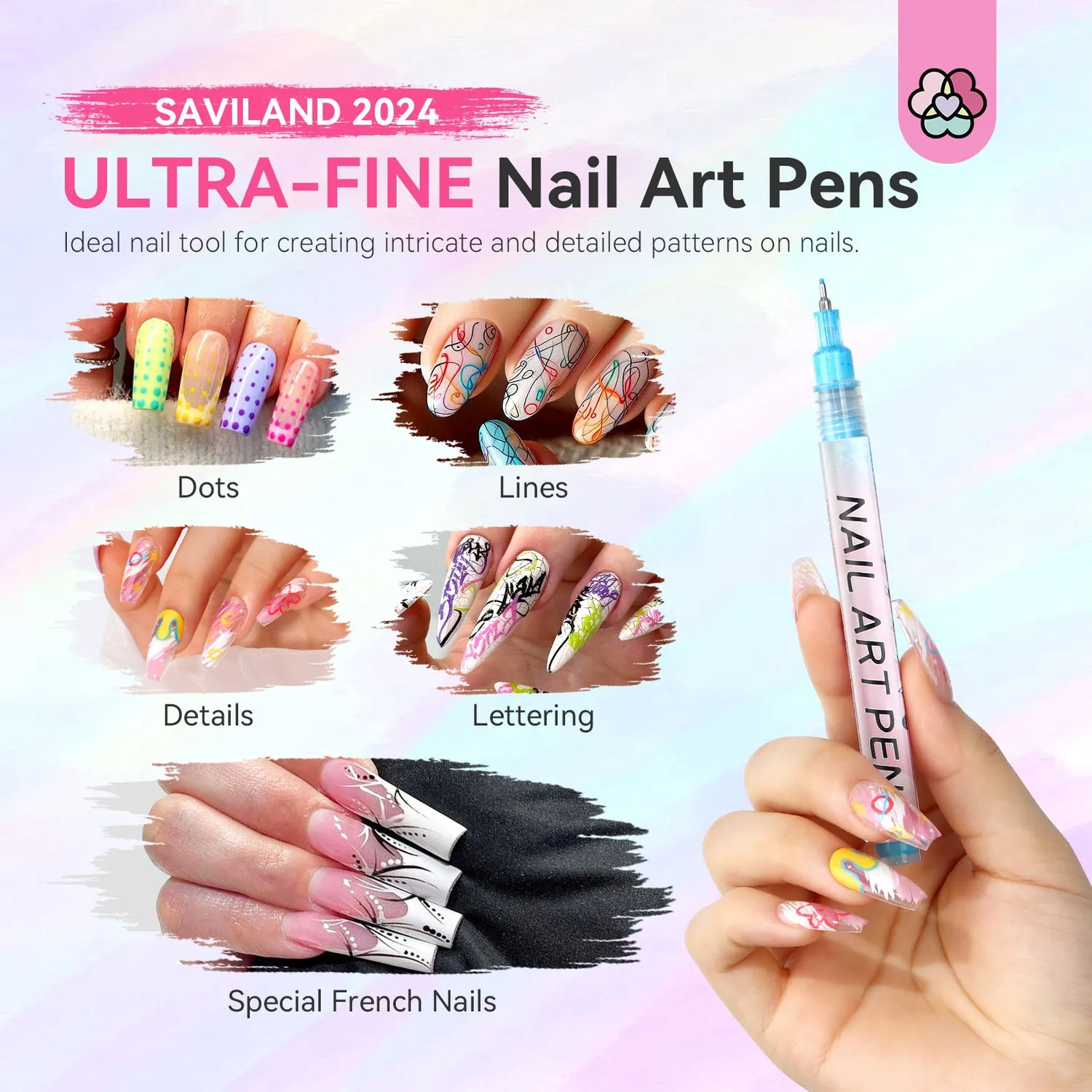 Saviland 3D Penne Nail Art 12 Colori asciugatura rapida