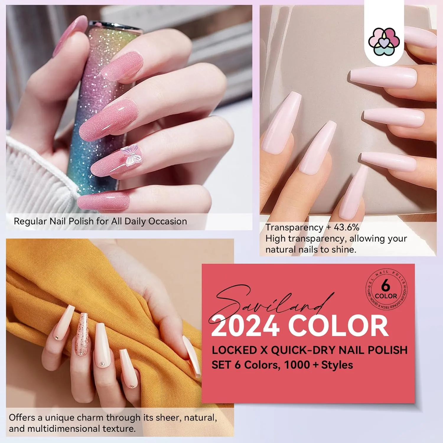 Saviland Sheer Smalto Nude 6pz Asciugatura Rapida