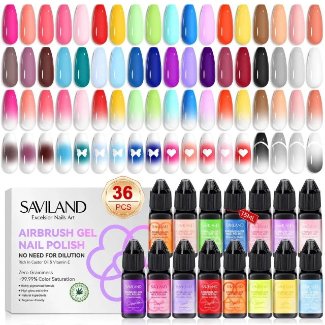 Saviland Airbrush Set 36 smalti gel nail art a polimerizzazione