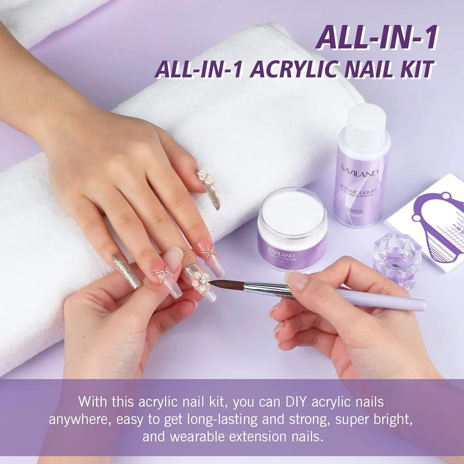Saviland Kit Acrilico Unghie con Fresa Polvere Liquido