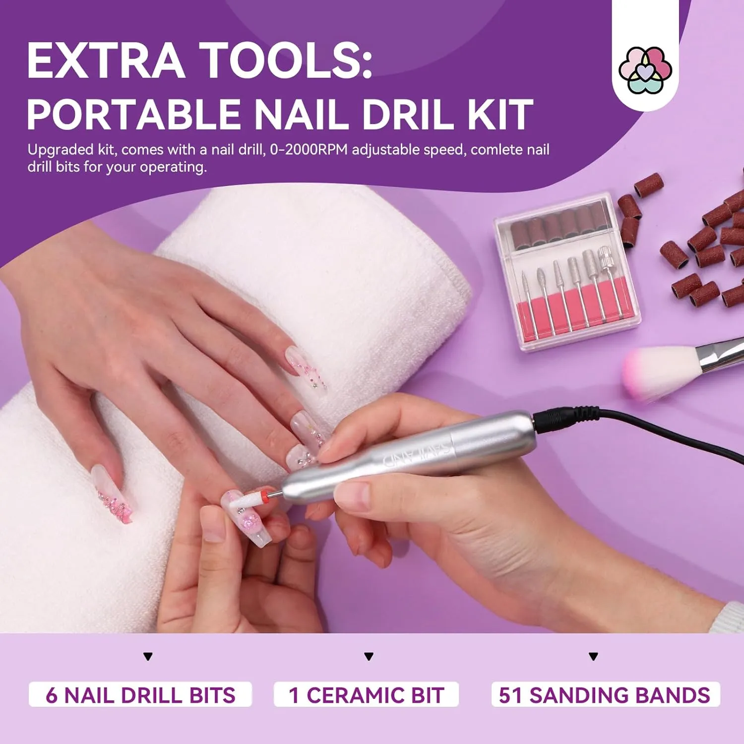 Saviland kit builder gel unghie con fresa 3 colori