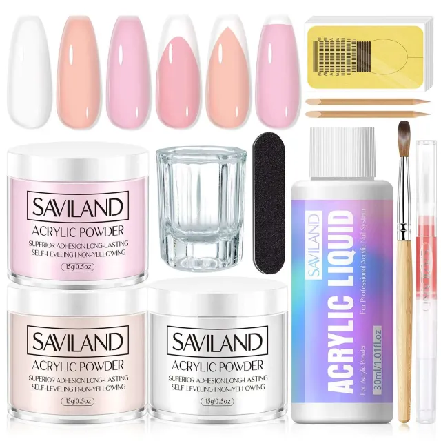 Saviland Kit Acrilico Principianti Polvere Liquido Mini