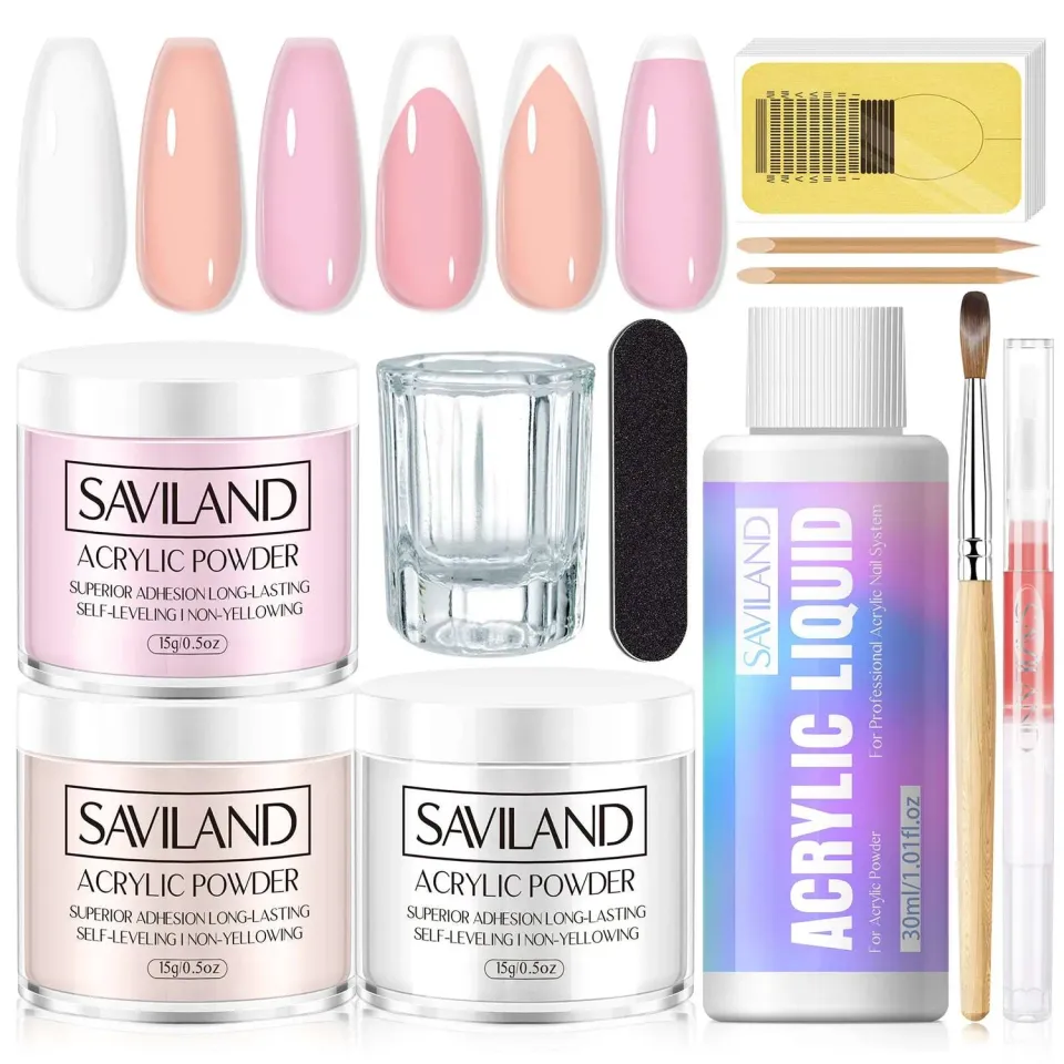 Saviland Kit Acrilico Principianti Polvere Liquido Mini