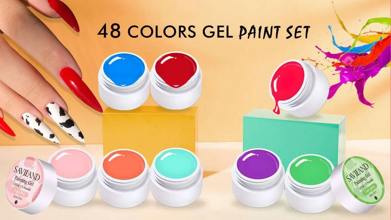 Saviland Gel Paint set 48 colori smalto nail art 8ml coprente