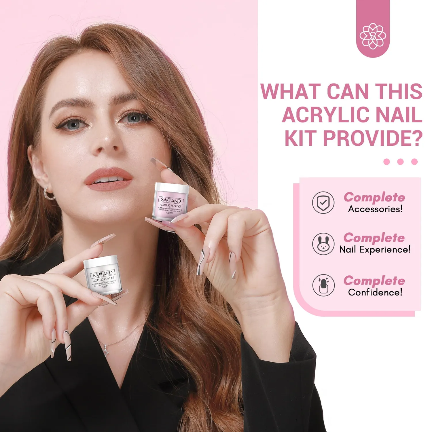Saviland Kit Unghie Acrilico Completo con Fresa e Smalti