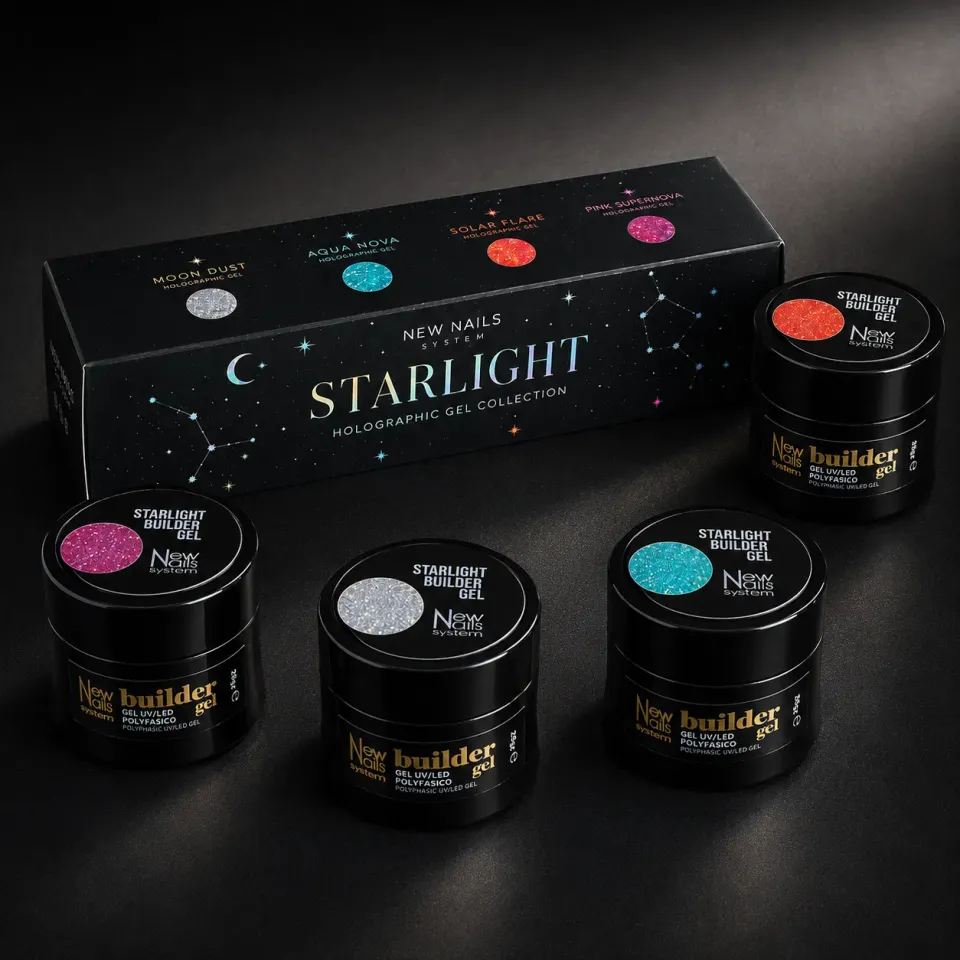 New Nails System Starlight Kit 4 gel costruttore olografico 25 g