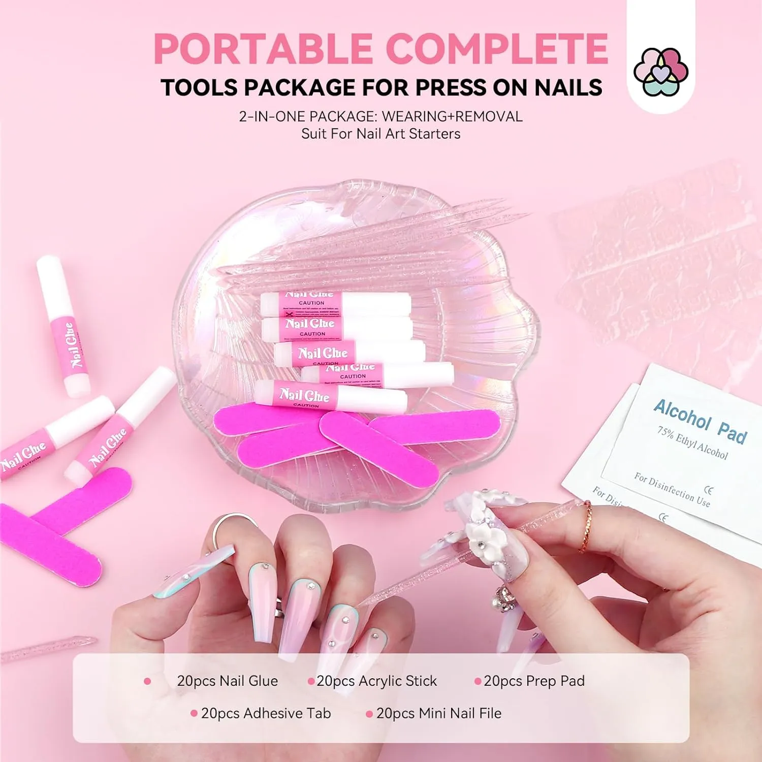 Saviland Press On Kit Accessori Unghie 20pz Completo