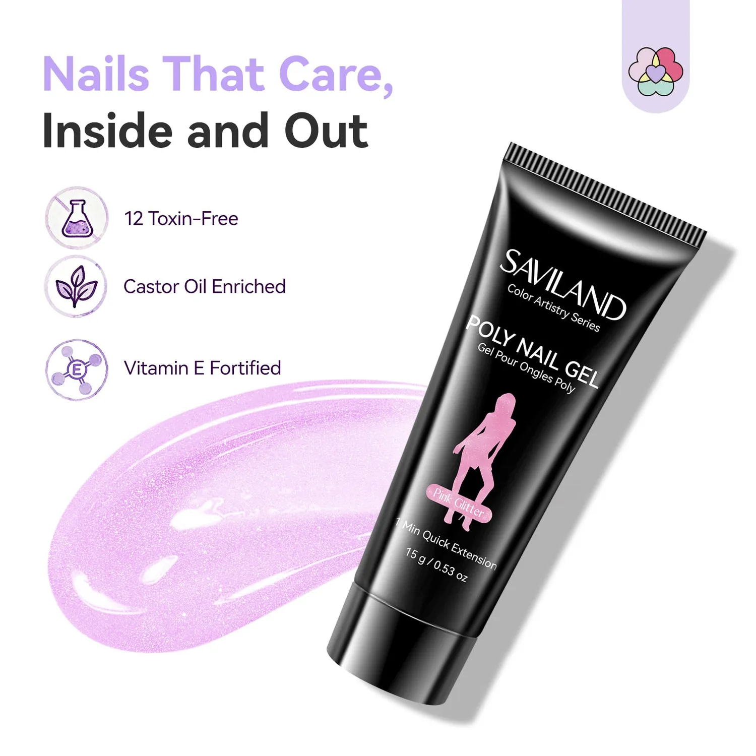 Saviland Pastel Shimmer kit polygel 6 colori shimmer