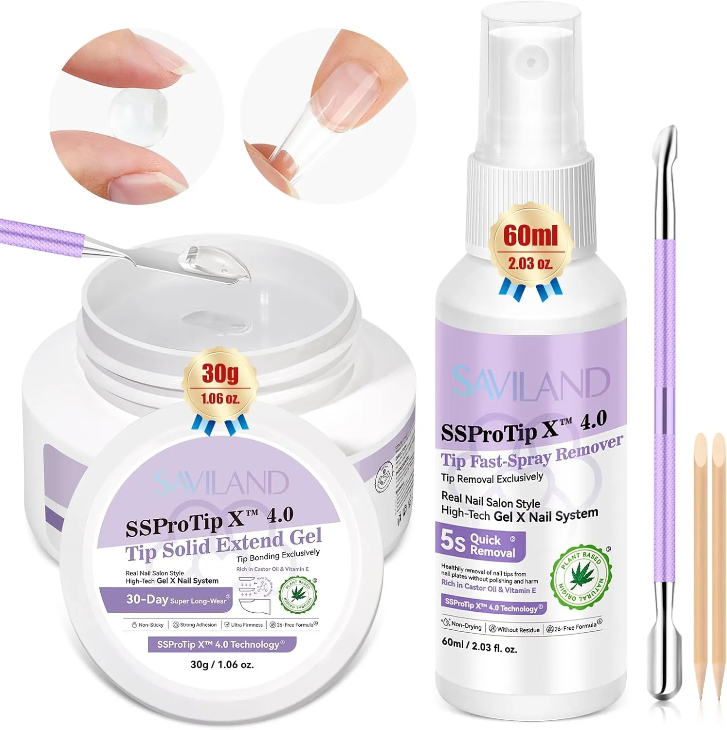Saviland SSProTip X 4.0 kit colla unghie solida e remover 5 pezzi