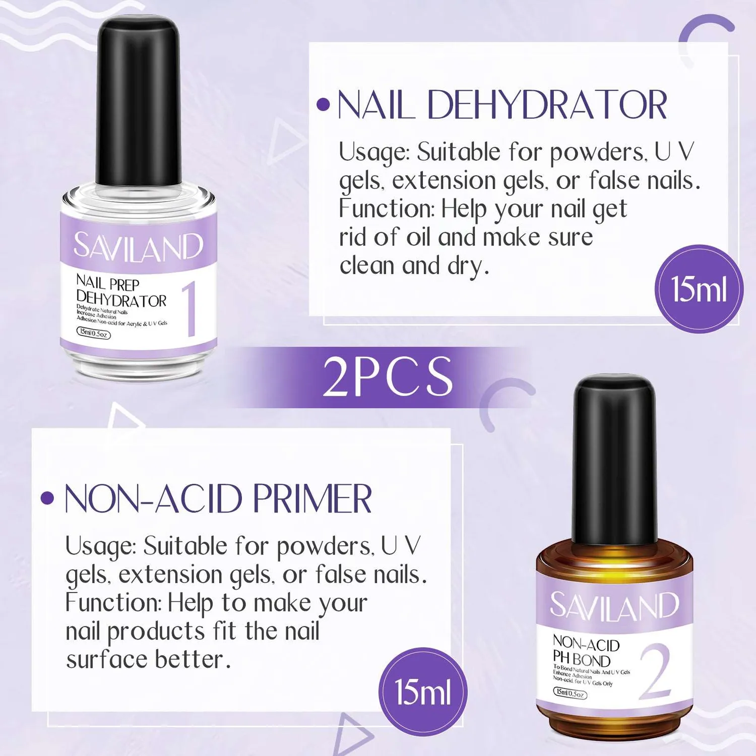 Saviland dehydrator primer unghie acid-free set 2 pezzi