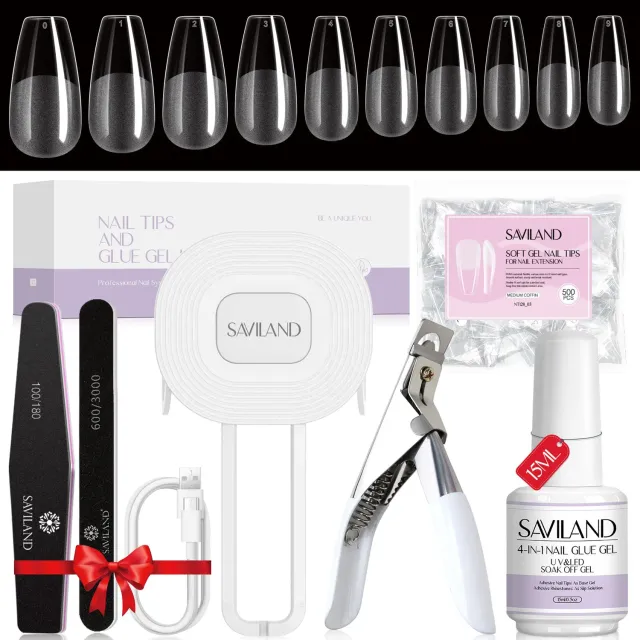 Saviland kit extension gel con lampada tip coffin