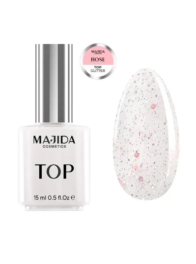 Majida Cosmetics Top Glitter Rose top unghie glitter