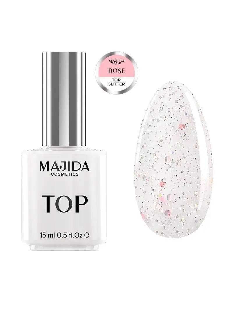 Majida Cosmetics Top Glitter Rose top unghie glitter