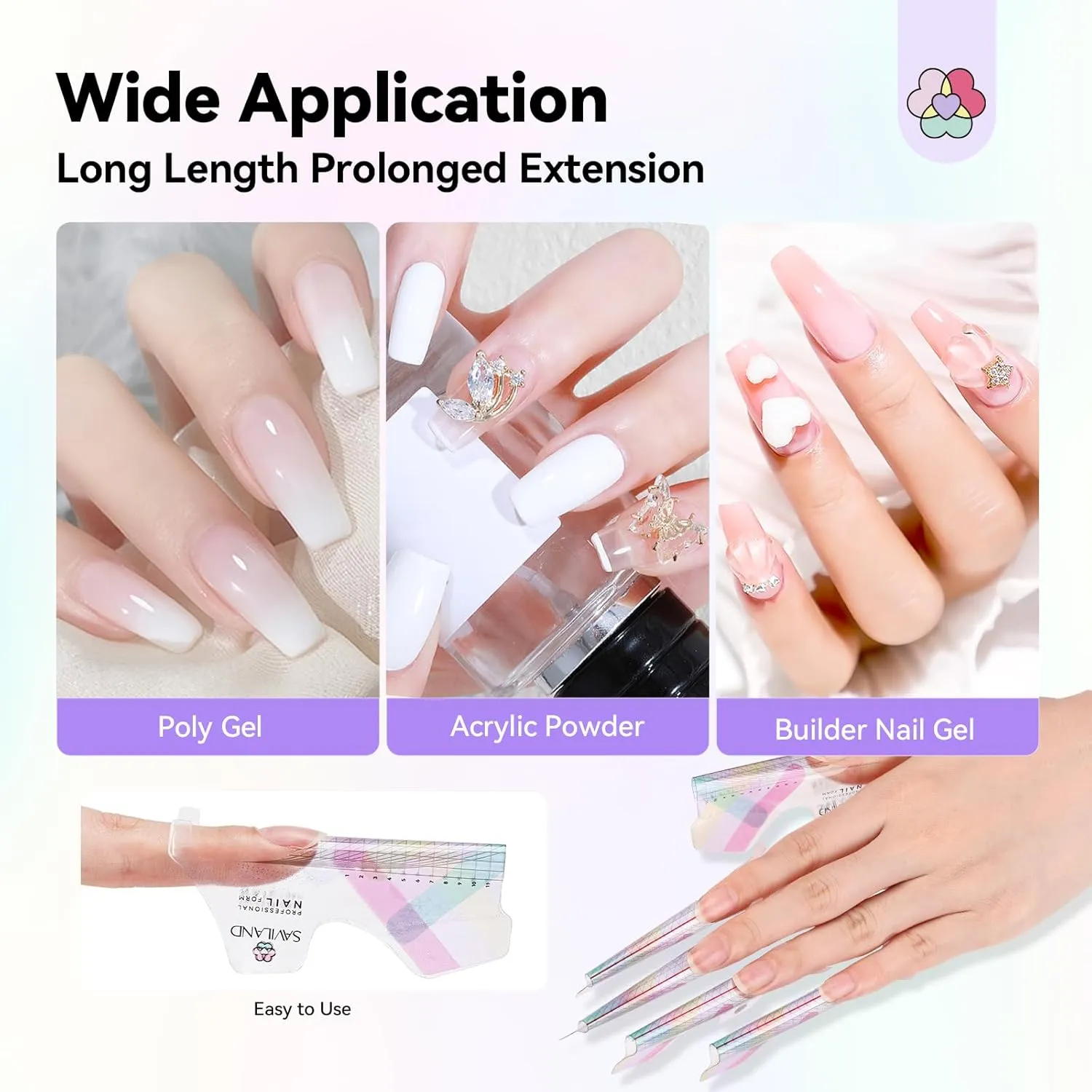 Saviland nail form riutilizzabili 100pz cartine extension
