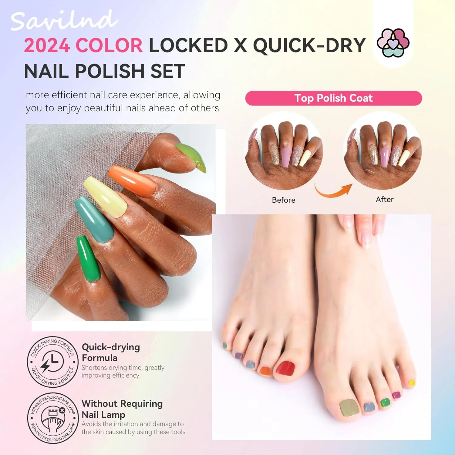 Saviland Locked X Tech smalto unghie 36 colori asciugatura rapida