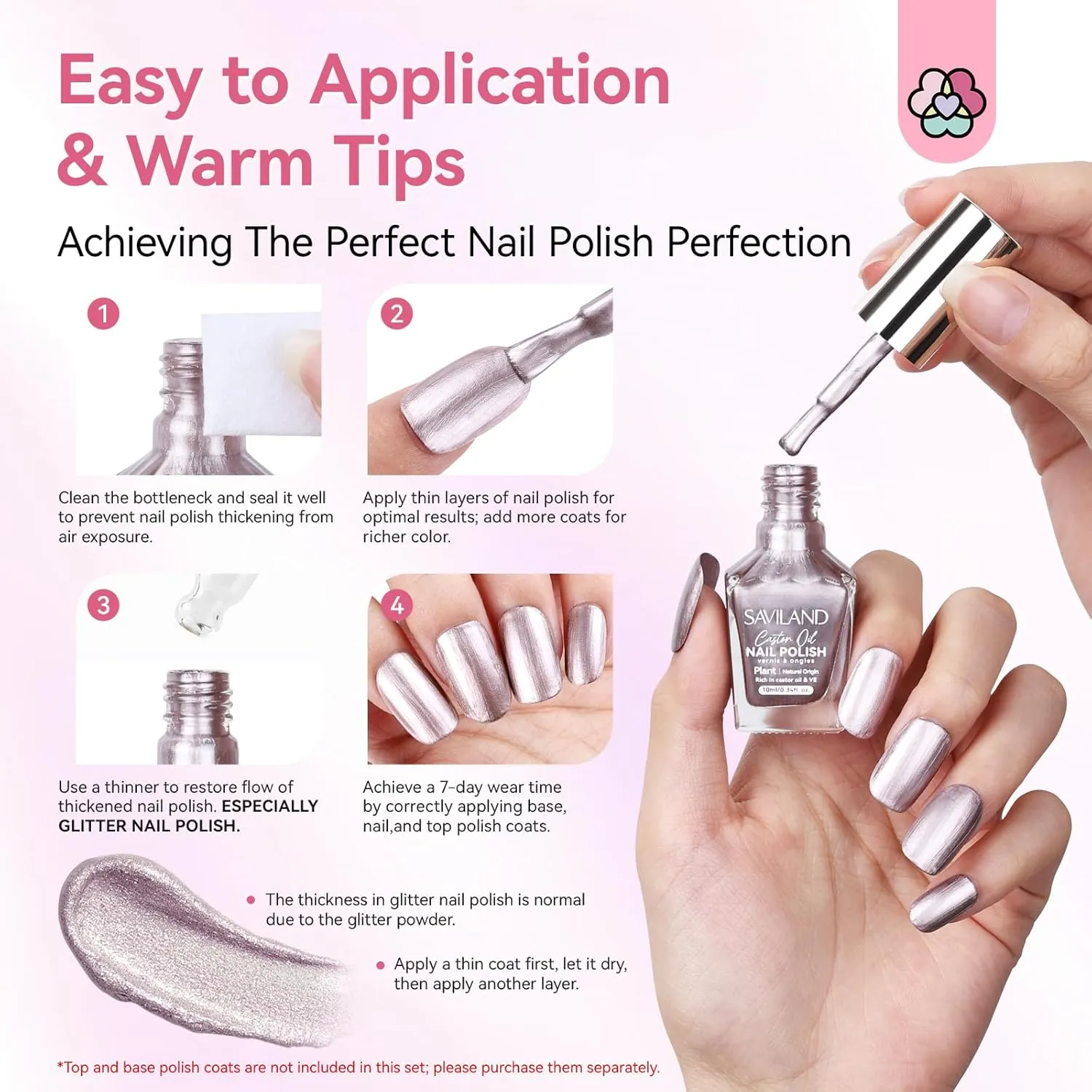Saviland Smalto Rose Gold Effetto Specchio Asciugatura Rapida