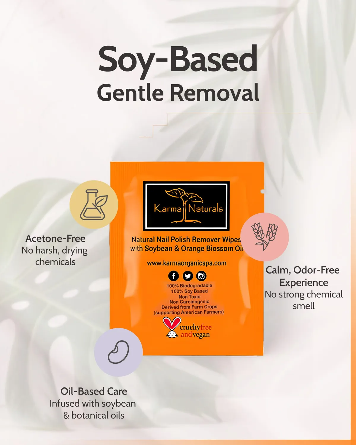 Karma Organic olio soia salviette leva smalto 10 pezzi