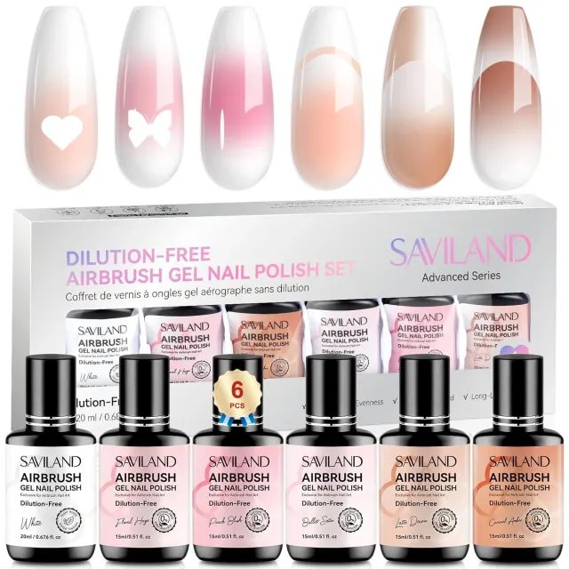Saviland Airbrush smalto gel 6 colori nude ombré french