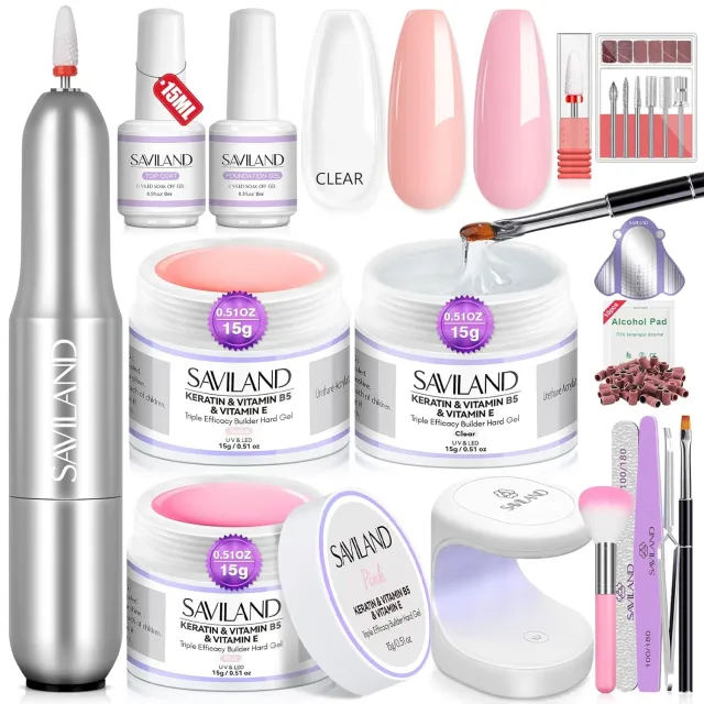 Saviland kit builder gel unghie con fresa 3 colori