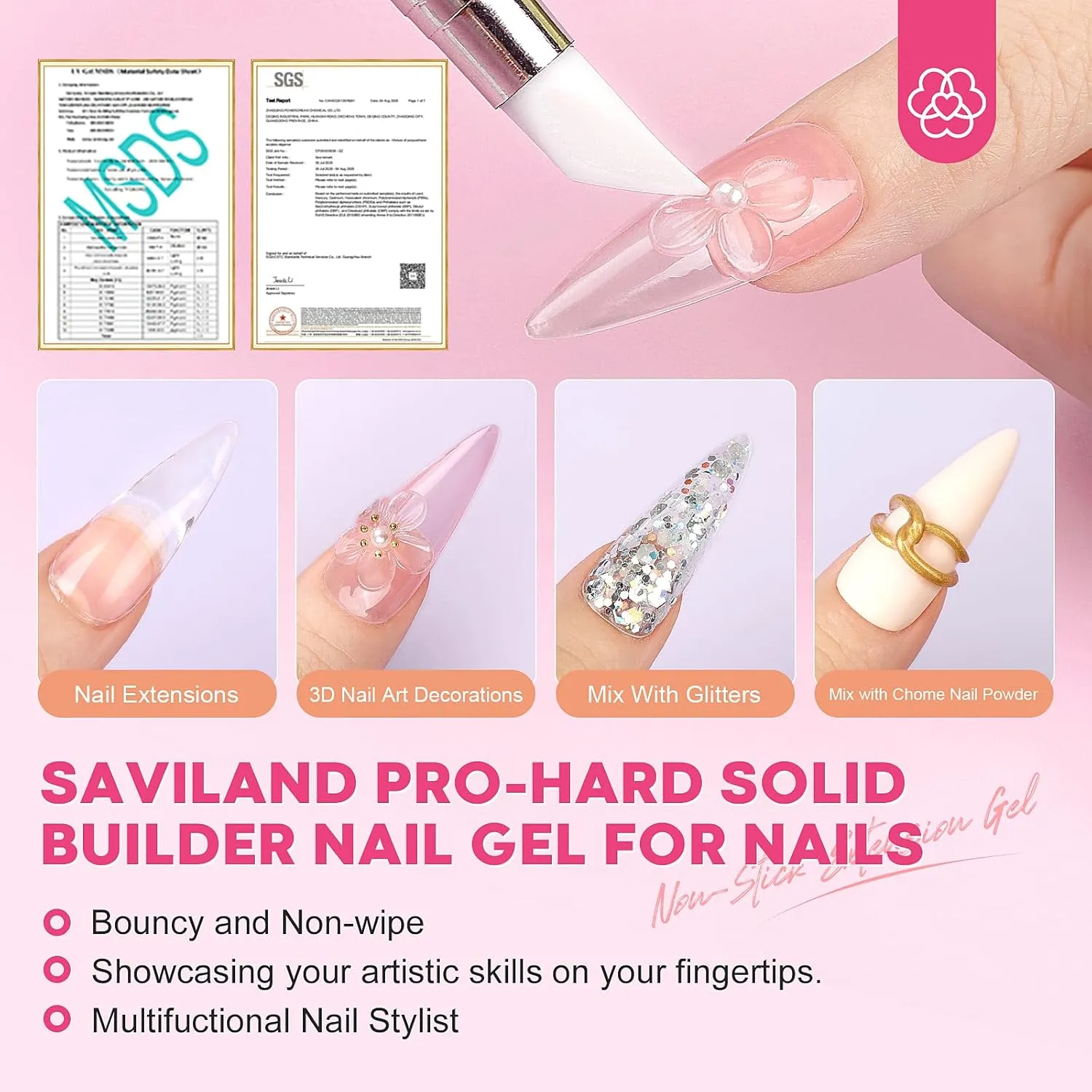 Saviland Pro-Hard Kit Builder Gel Solido 15ml + Lampada