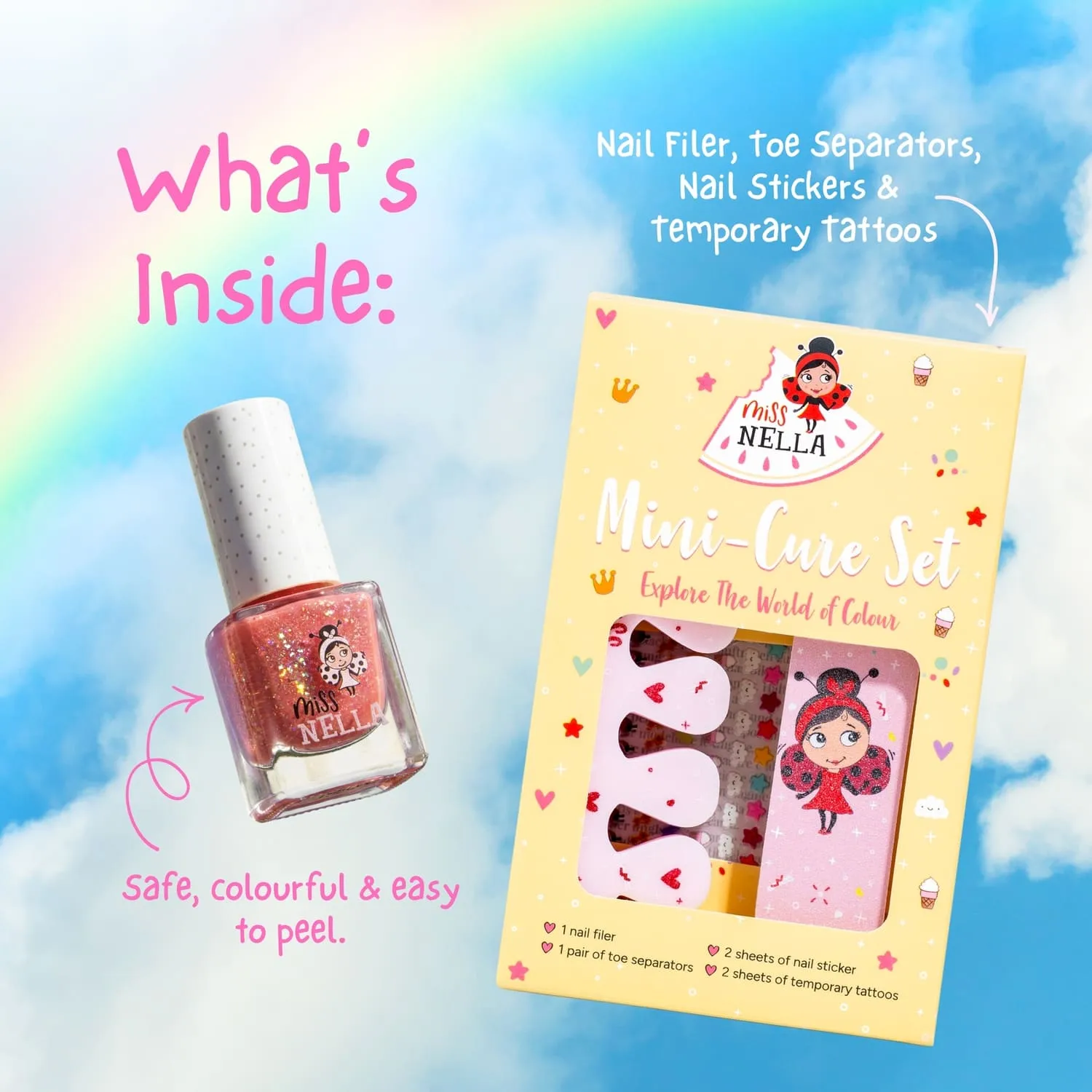 Miss Nella Rainbow Mani Magic Set kit smalti bambina
