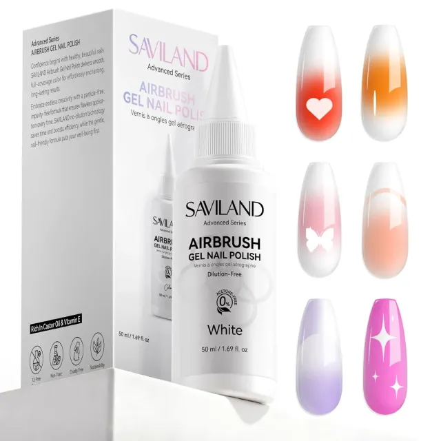 Saviland Airbrush gel unghie bianco grande formato coprente