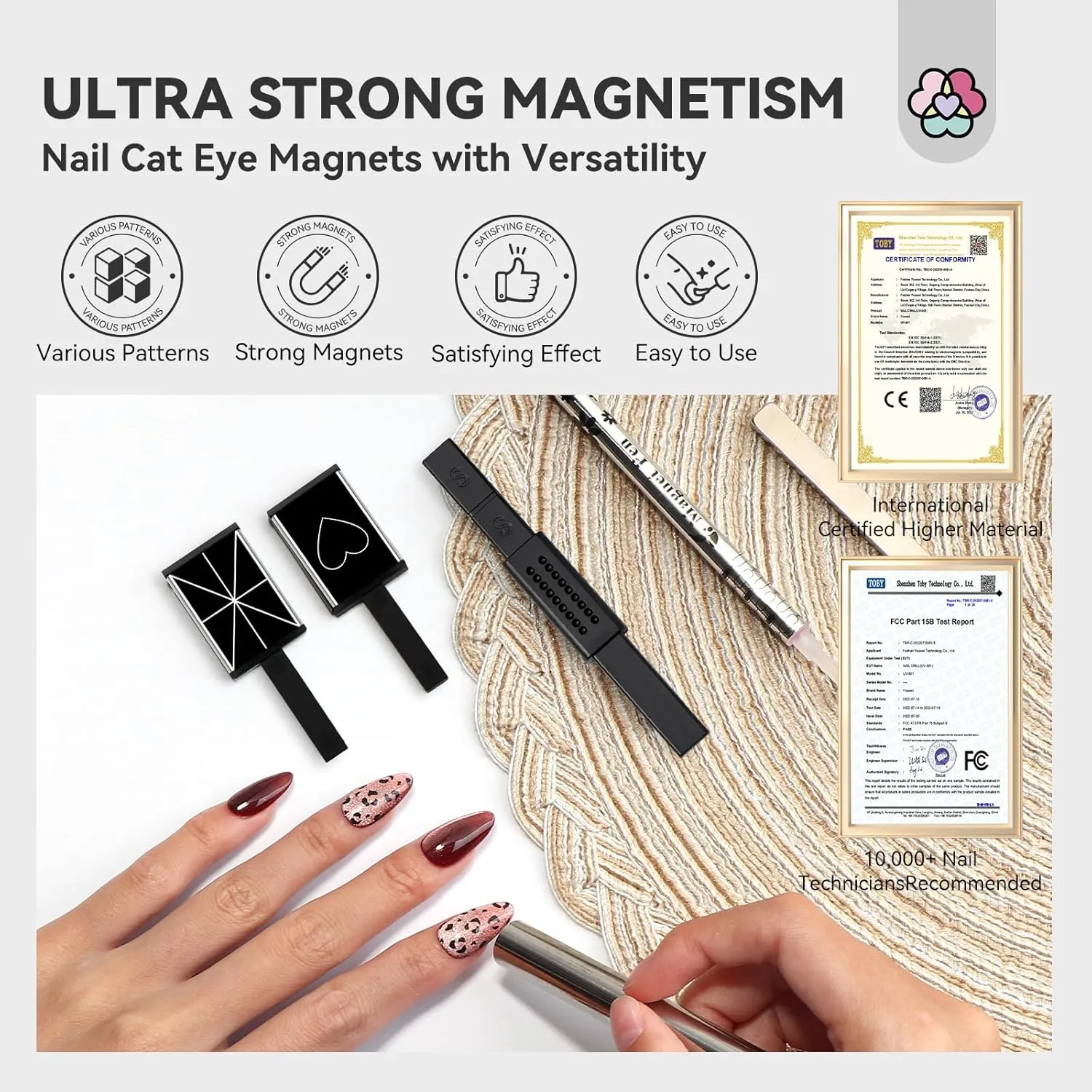 Saviland set magneti cat eye 6 pezzi nail art