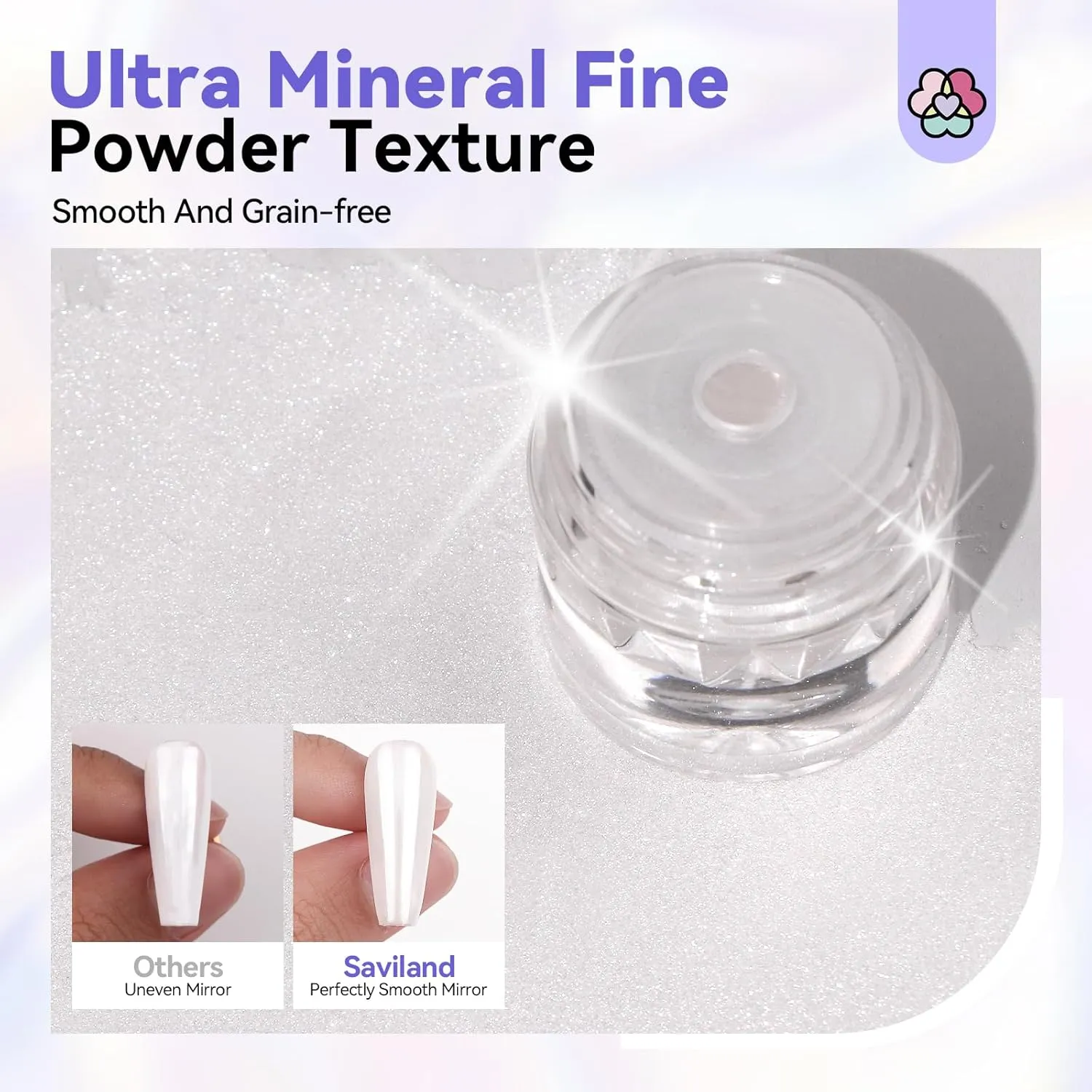Saviland Kit Polvere Chrome Unghie Bianco Perla 1g