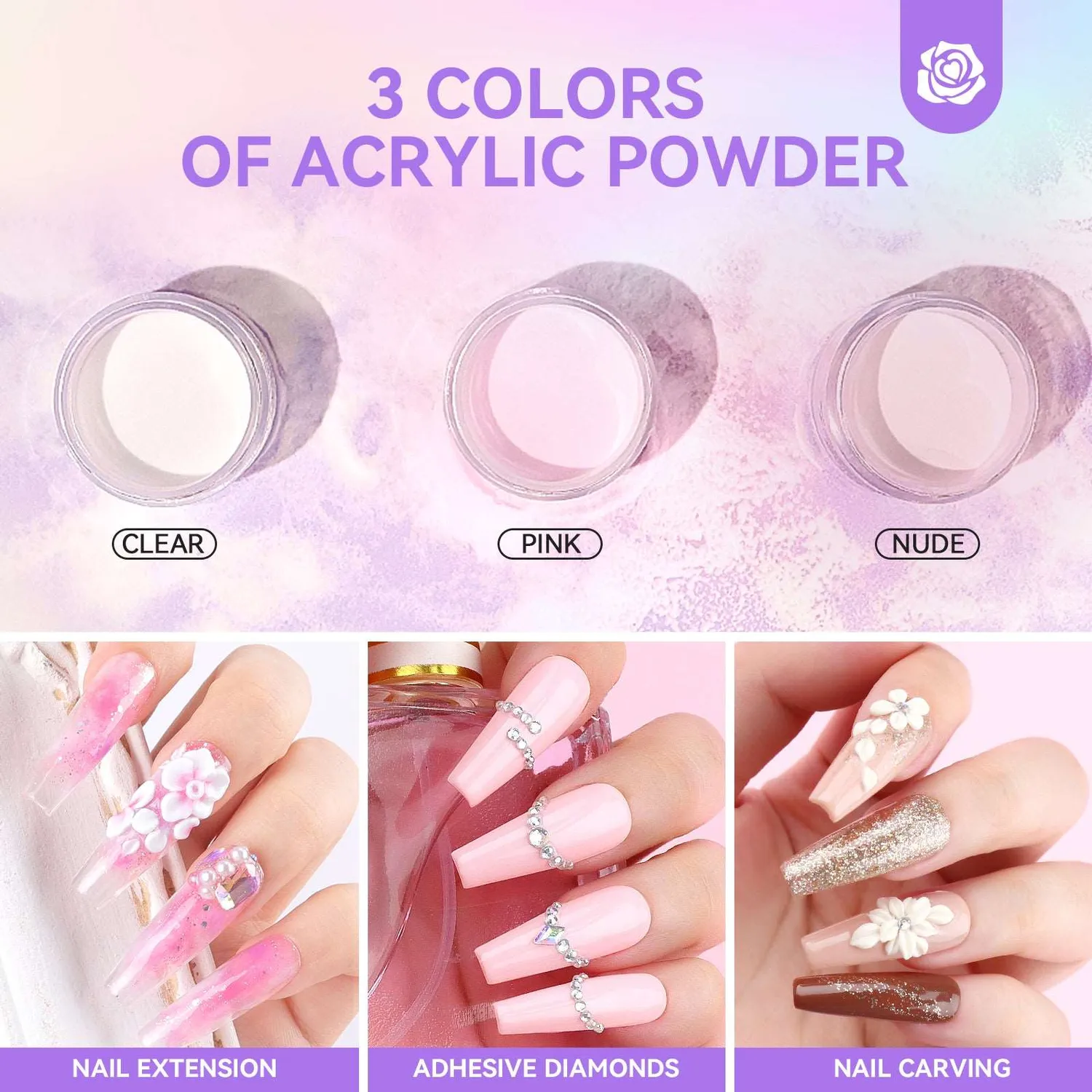 Saviland Kit Acrilico Principianti Polvere Liquido Mini