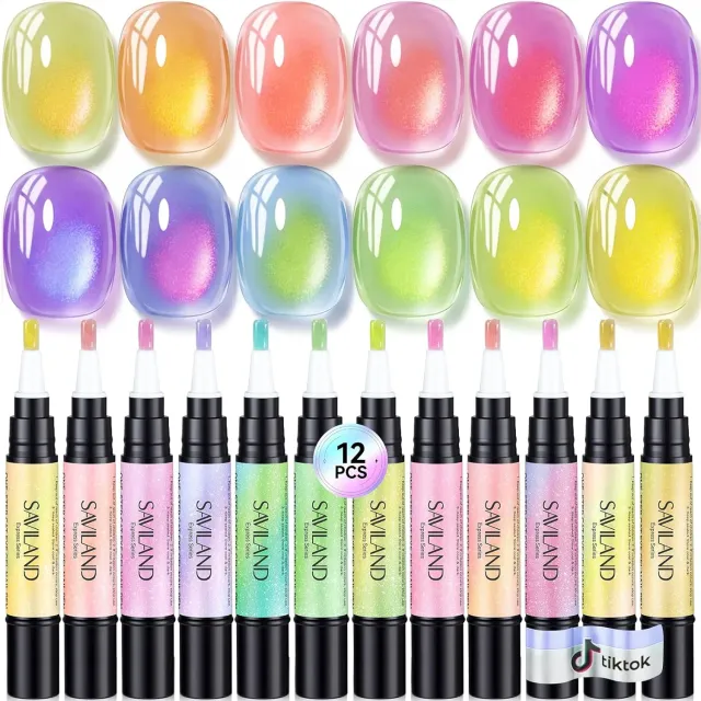 Saviland Cat Eye penna smalto gel 12 pezzi magnetico