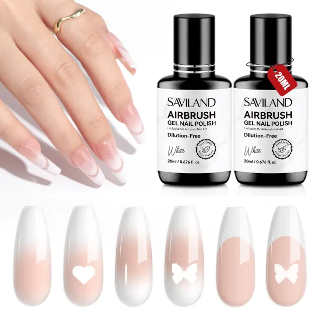 Saviland Airbrush Gel Smalto Bianco 2x20ml Coprente