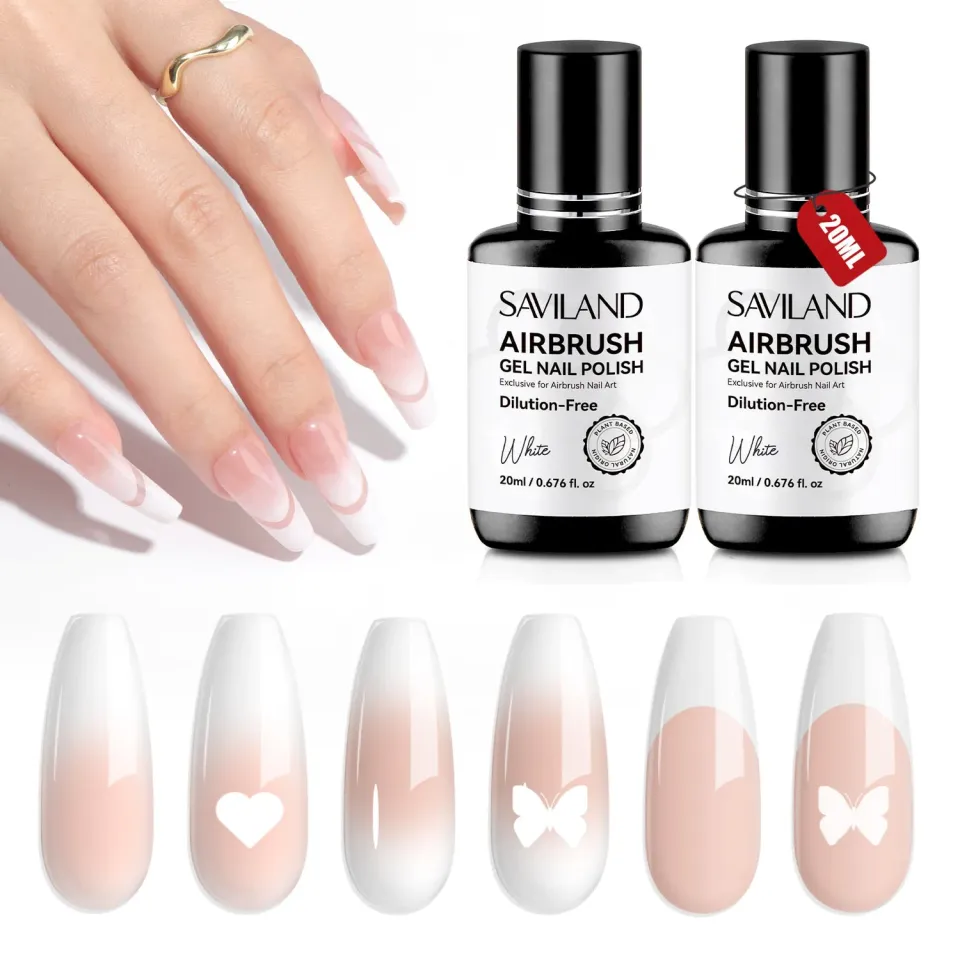 Saviland Airbrush Gel Smalto Bianco 2x20ml Coprente
