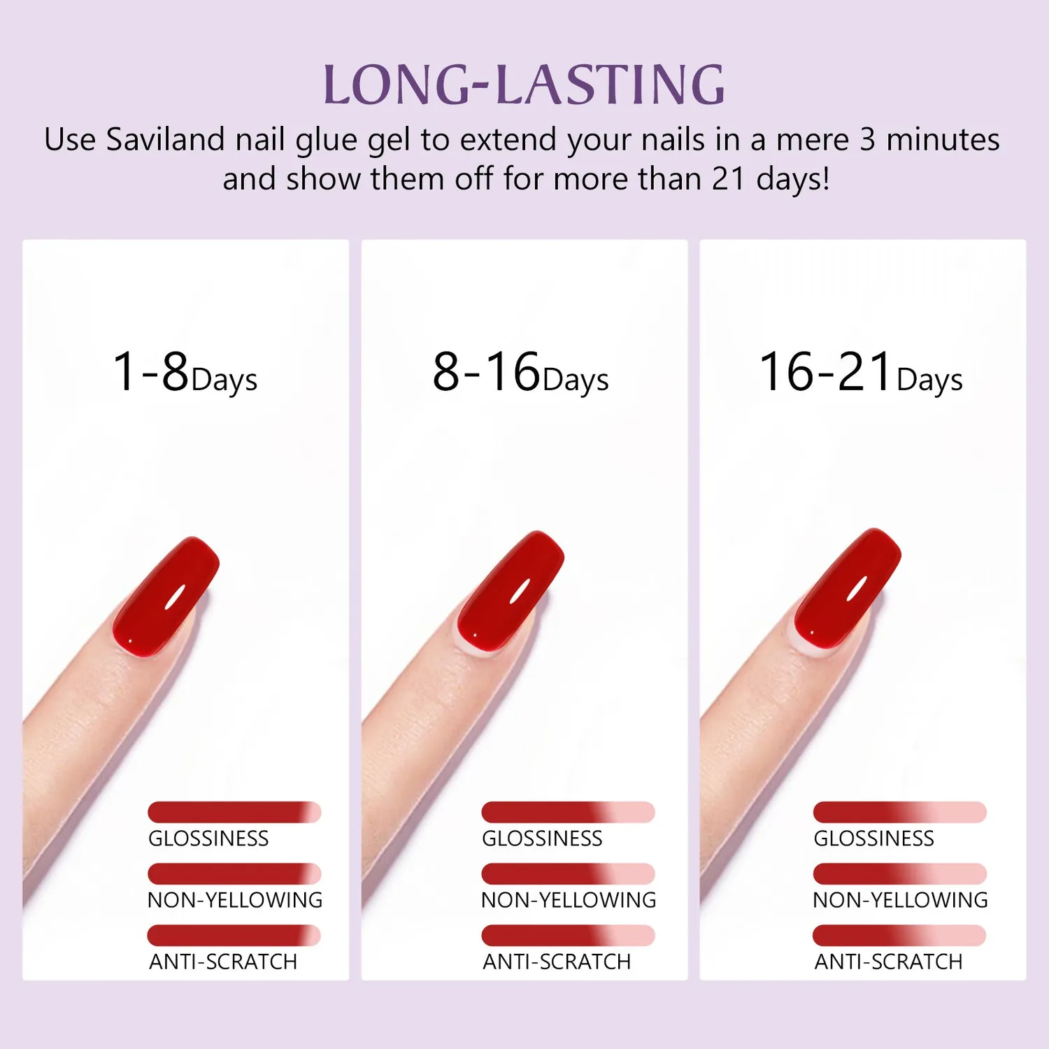 Saviland Colla Gel UV Unghie Extra Forte 2x15ml con Pennello