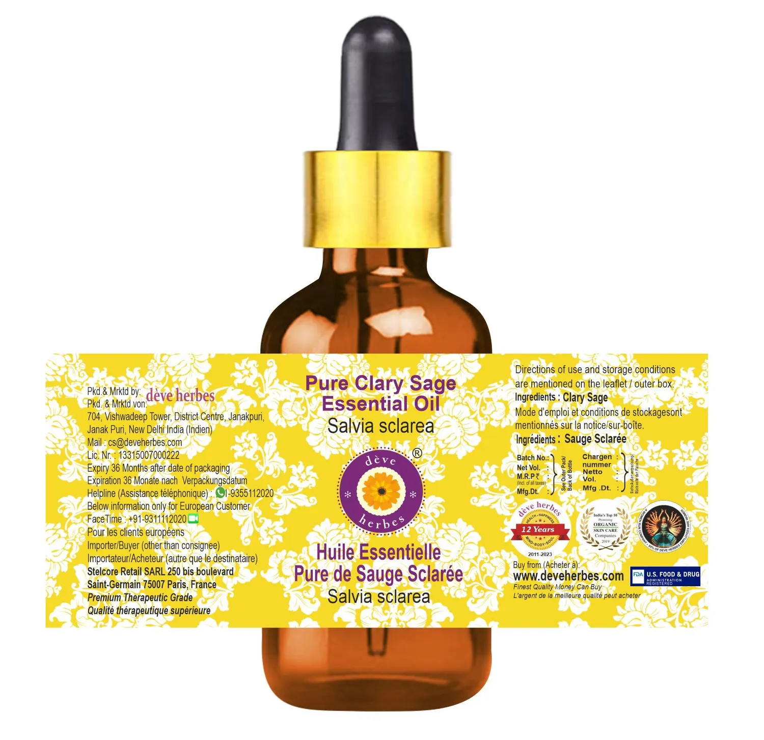 Karma Organic Salvia Sclarea olio essenziale puro 15 ml