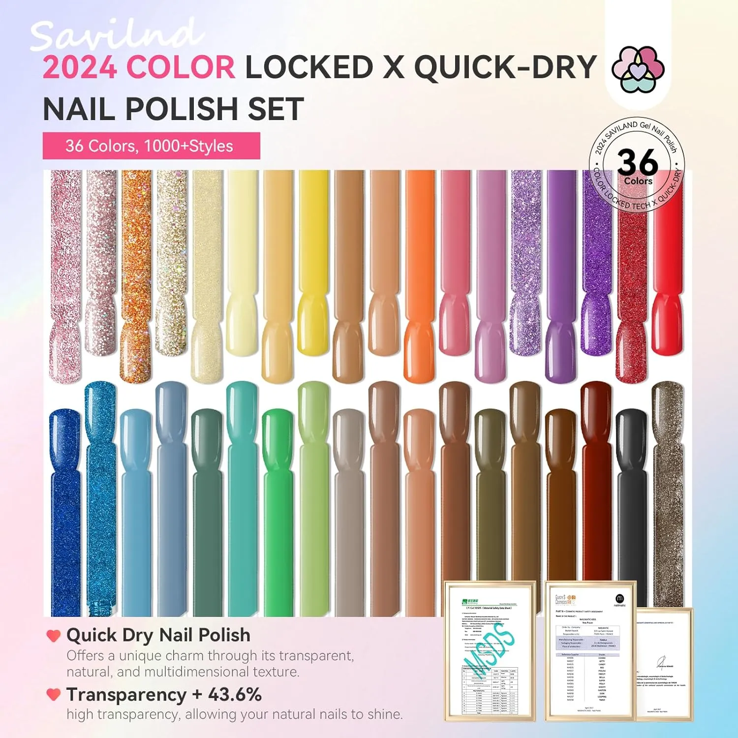 Saviland Locked X Tech smalto unghie 36 colori asciugatura rapida