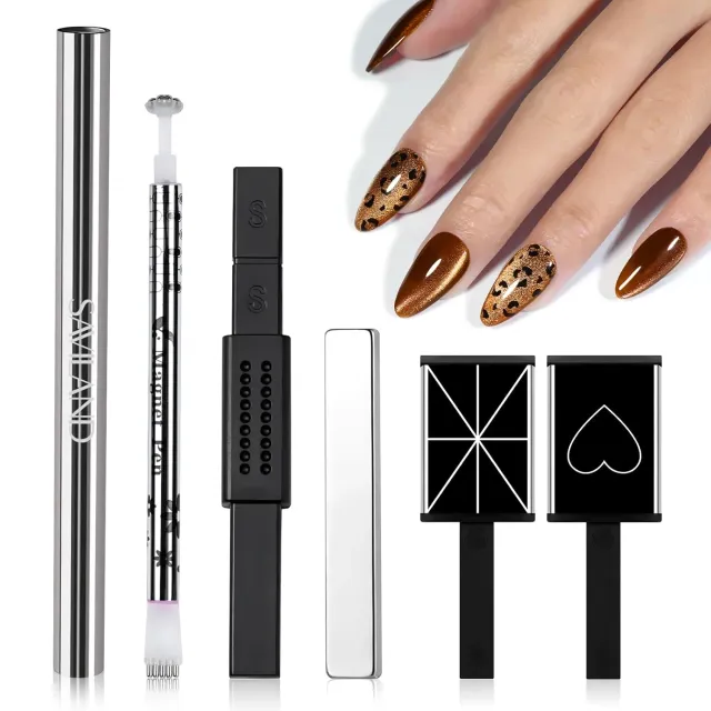 Saviland set magneti cat eye 6 pezzi nail art