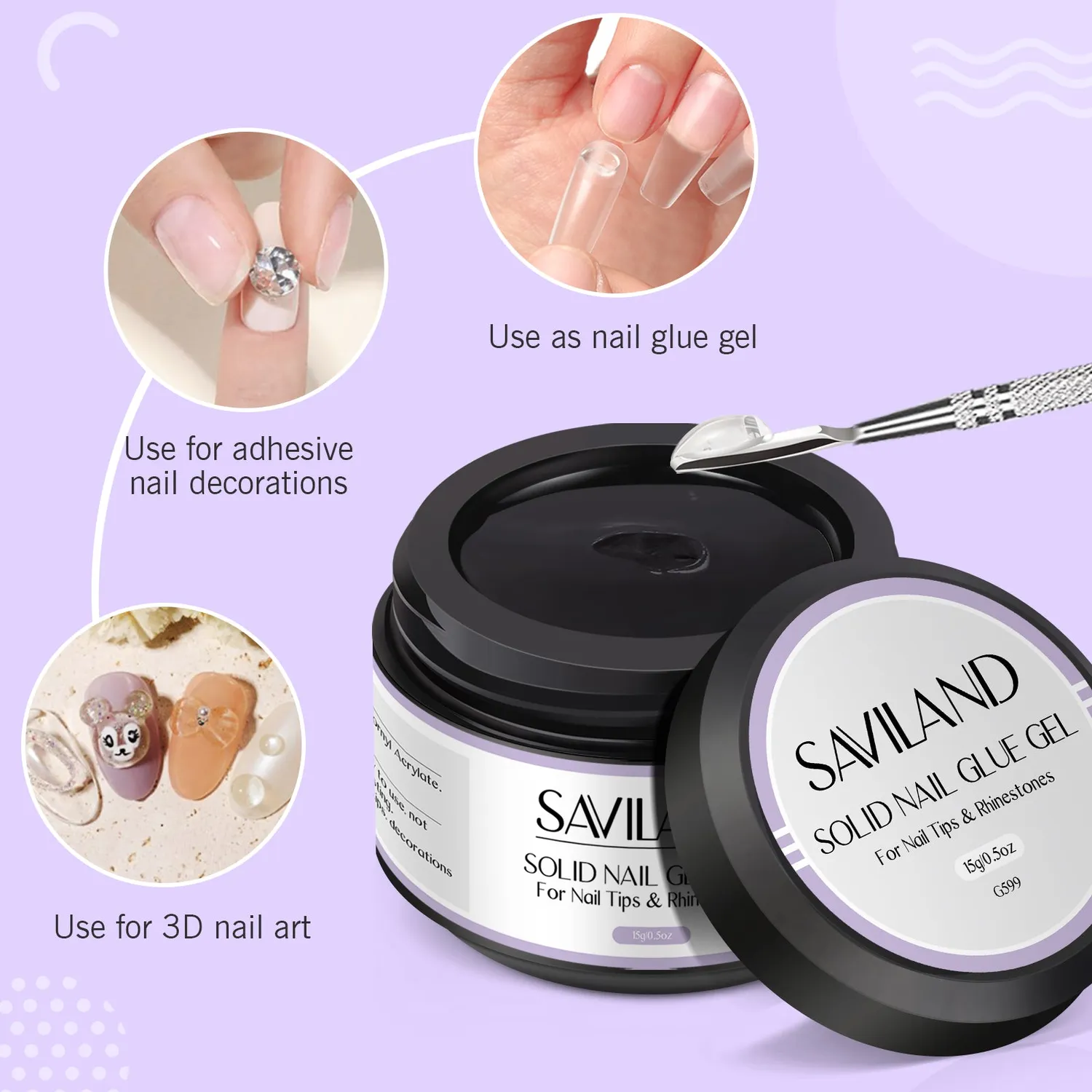 Saviland colla unghie gel solido press-on forte